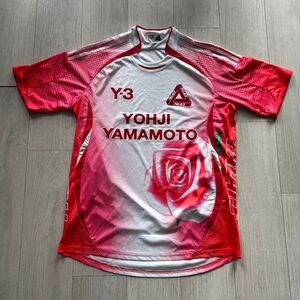 Yohji Yamamoto Red & White Graphic Rose Short-Sleeve Jersey
